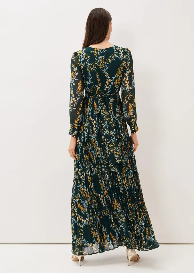 Phase Eight Dresses Carmen Pleated Maxi Dress Rainforest 8211 Women