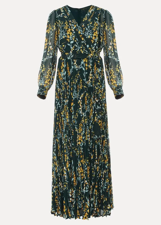Phase Eight Dresses Carmen Pleated Maxi Dress Rainforest 8211 Women