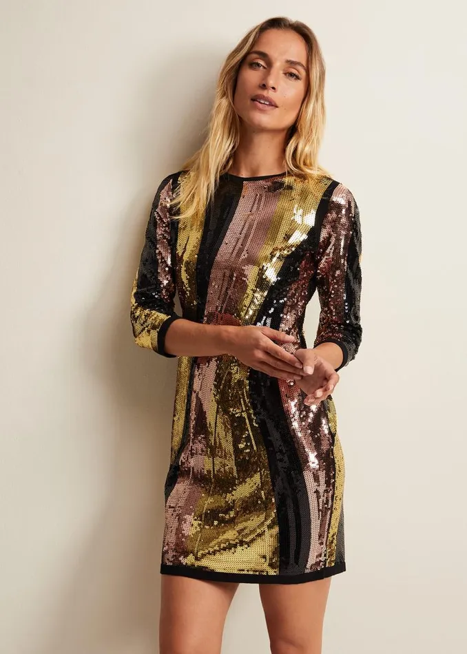 Phase Eight Dresses Cassey Rainbow Wave Sequin Dress Multicoloured 8211 Women
