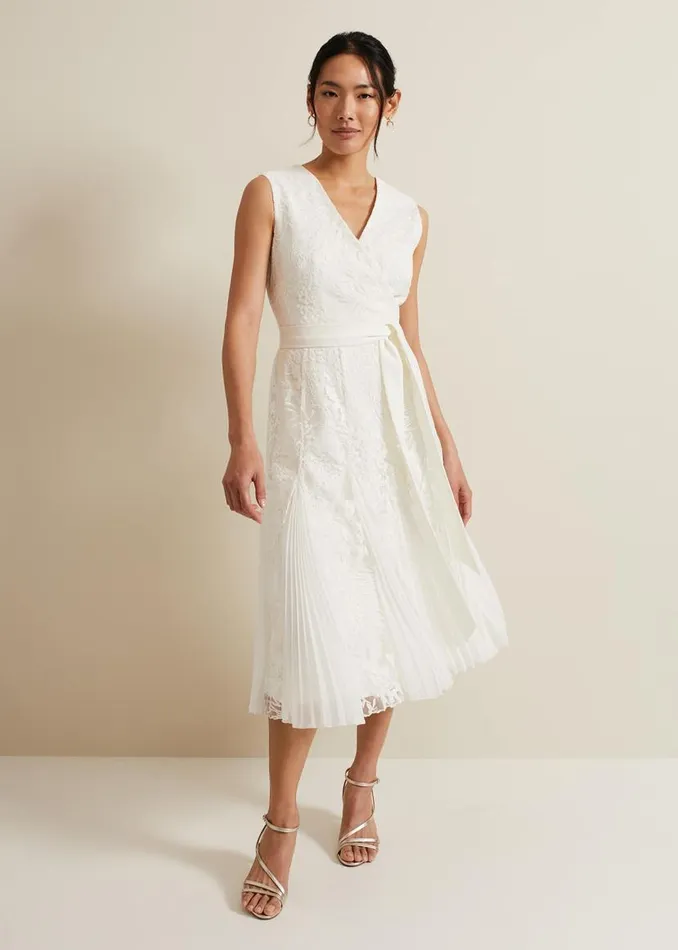 Phase Eight Dresses Caterina Embroidered Flared Wedding Dress Pale Cream 8211 Women
