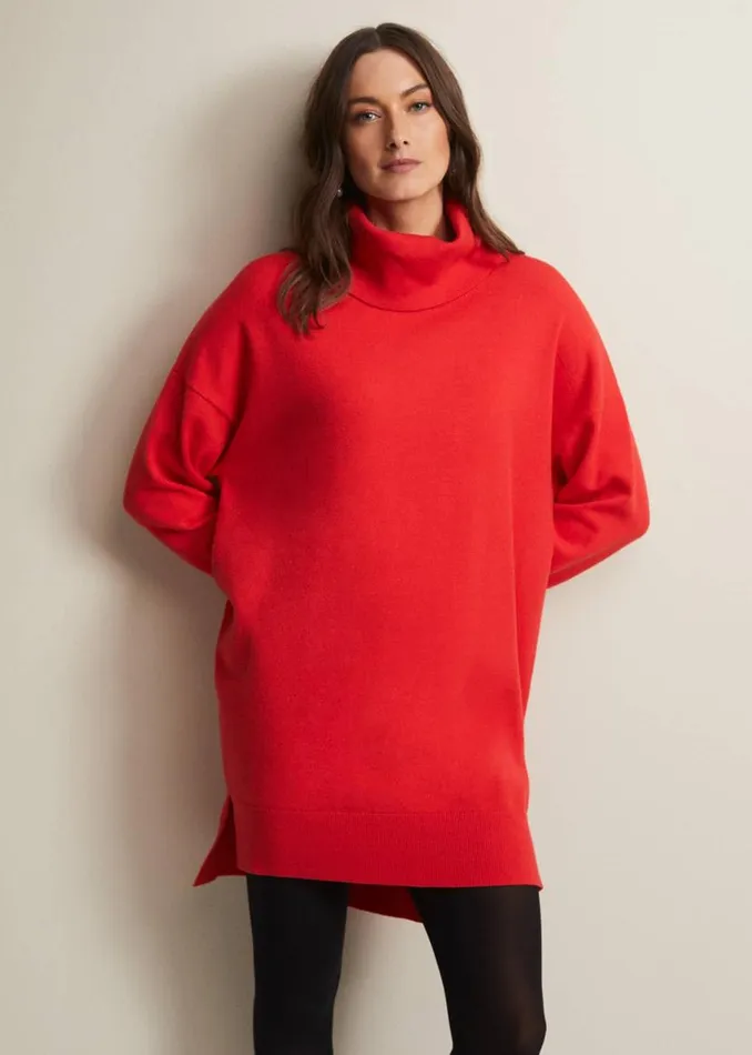 Phase Eight Dresses Cecilia Cowl Neck Jumper Dress Red 8211 Women