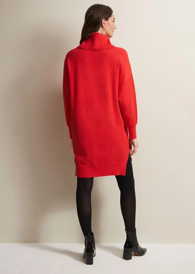 Phase Eight Dresses Cecilia Cowl Neck Jumper Dress Red 8211 Women