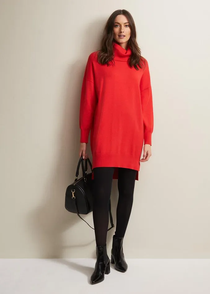 Phase Eight Dresses Cecilia Cowl Neck Jumper Dress Red 8211 Women