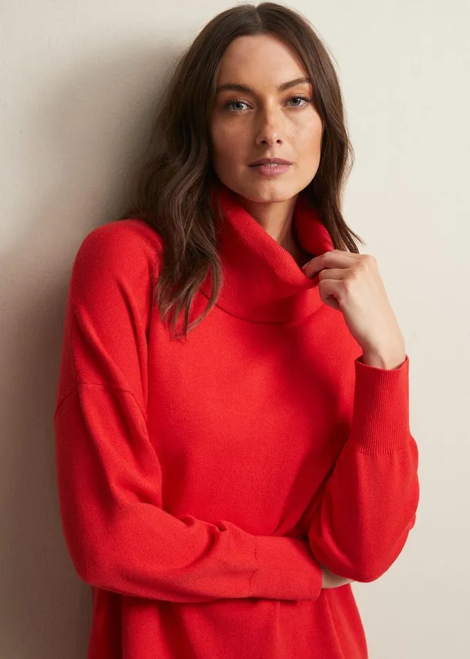 Phase Eight Dresses Cecilia Cowl Neck Jumper Dress Red 8211 Women