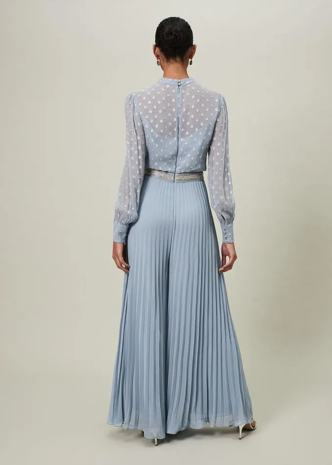 Phase Eight Dresses Charley Pleated Jumpsuit Soft Blue 8211 Women