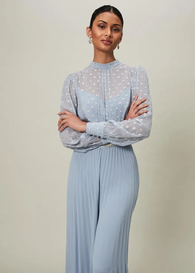 Phase Eight Dresses Charley Pleated Jumpsuit Soft Blue 8211 Women