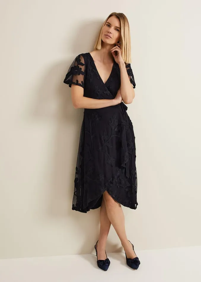 Phase Eight Dresses Clara Tapework Wrap Dress Navy 8211 Women