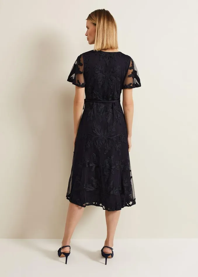 Phase Eight Dresses Clara Tapework Wrap Dress Navy 8211 Women