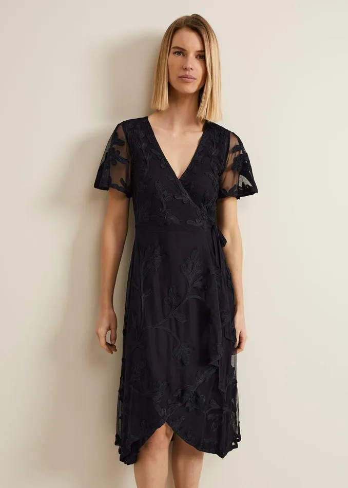 Phase Eight Dresses Clara Tapework Wrap Dress Navy 8211 Women