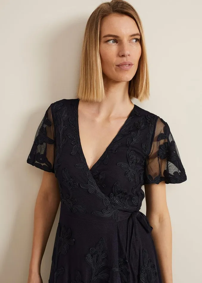 Phase Eight Dresses Clara Tapework Wrap Dress Navy 8211 Women