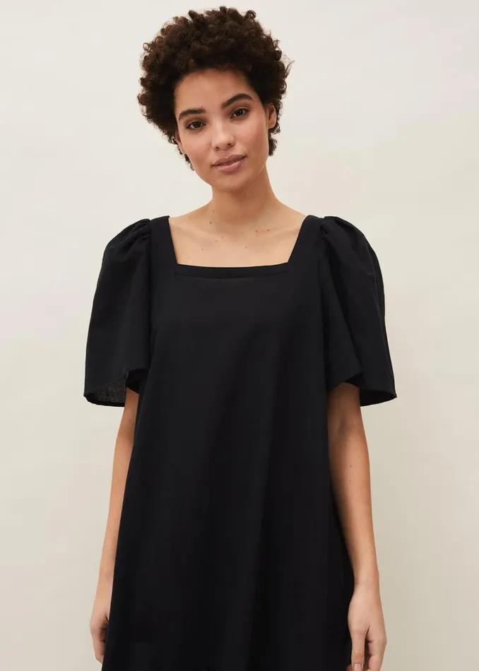 Phase Eight Dresses Claria Linen Midi Dress Black 8211 Women