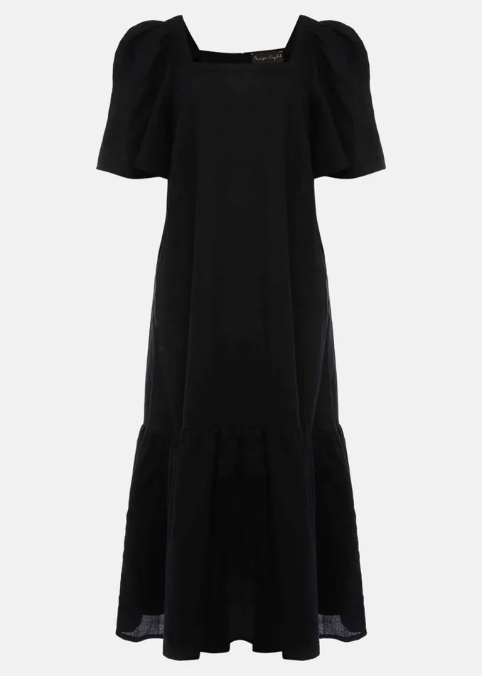 Phase Eight Dresses Claria Linen Midi Dress Black 8211 Women