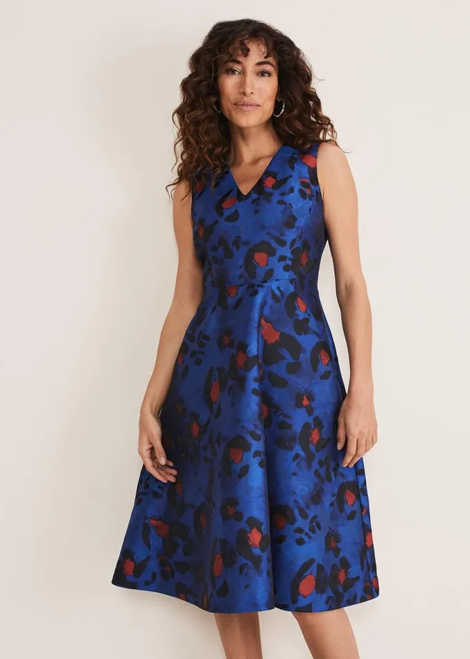 Phase Eight Dresses Clarisse Print Jacquard Dress Cobaltmulti 8211 Women