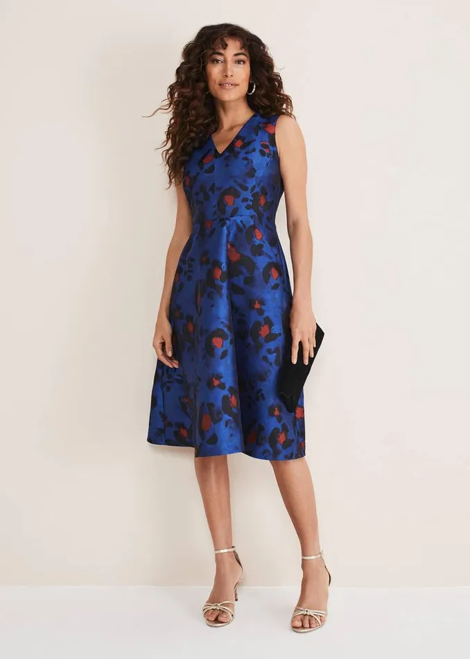 Phase Eight Dresses Clarisse Print Jacquard Dress Cobaltmulti 8211 Women
