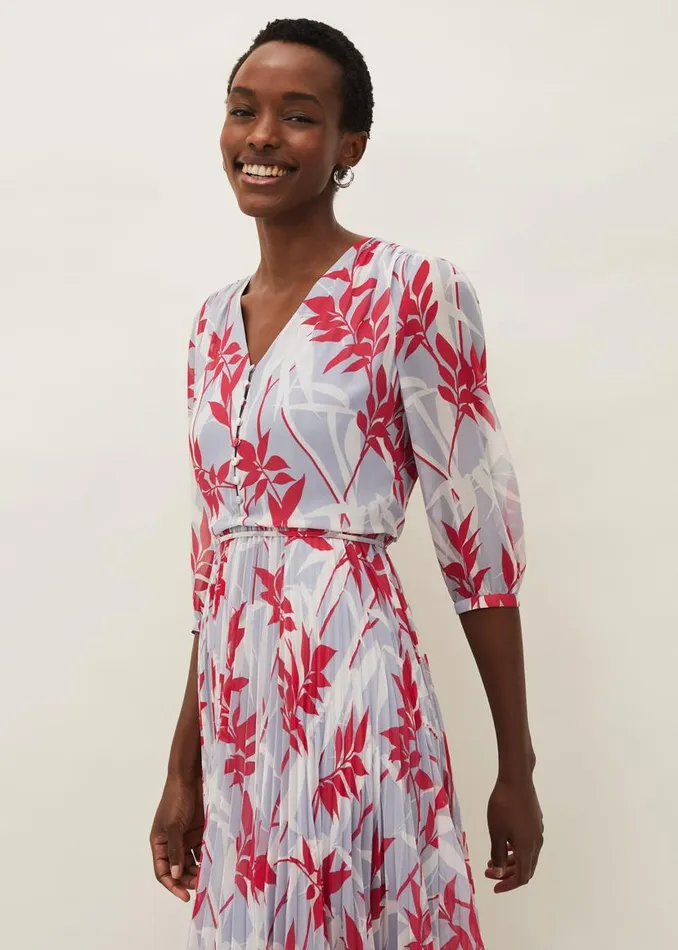 Phase Eight Dresses Ellen Palm Print Pleated Midaxi Dress Sky Bluemulti 8211 Women Phase Eight Dresses Ellen Palm Print Pleated Midaxi Dress Sky Bluemulti 8211 Women