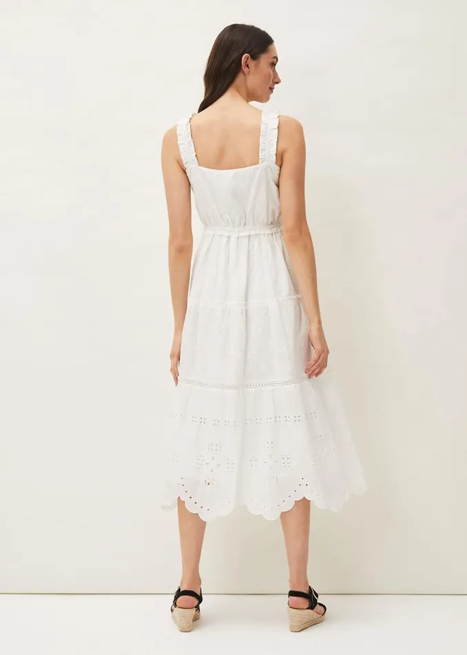 Phase Eight Dresses Ellie Broderie Midi Dress White 8211 Women