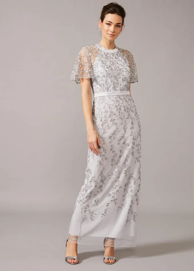 Phase Eight Dresses Elsbeth Trailing Leaf Dress Mineral 8211 Women