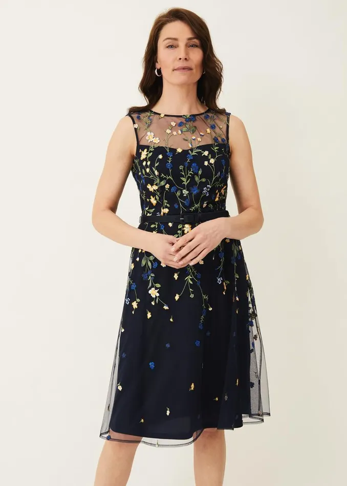 Phase Eight Dresses Esmeralda Embroidered Fit and Flare Dress Navymulti 8211 Women Phase Eight Dresses Esmeralda Embroidered Fit and Flare Dress Navymulti 8211 Women