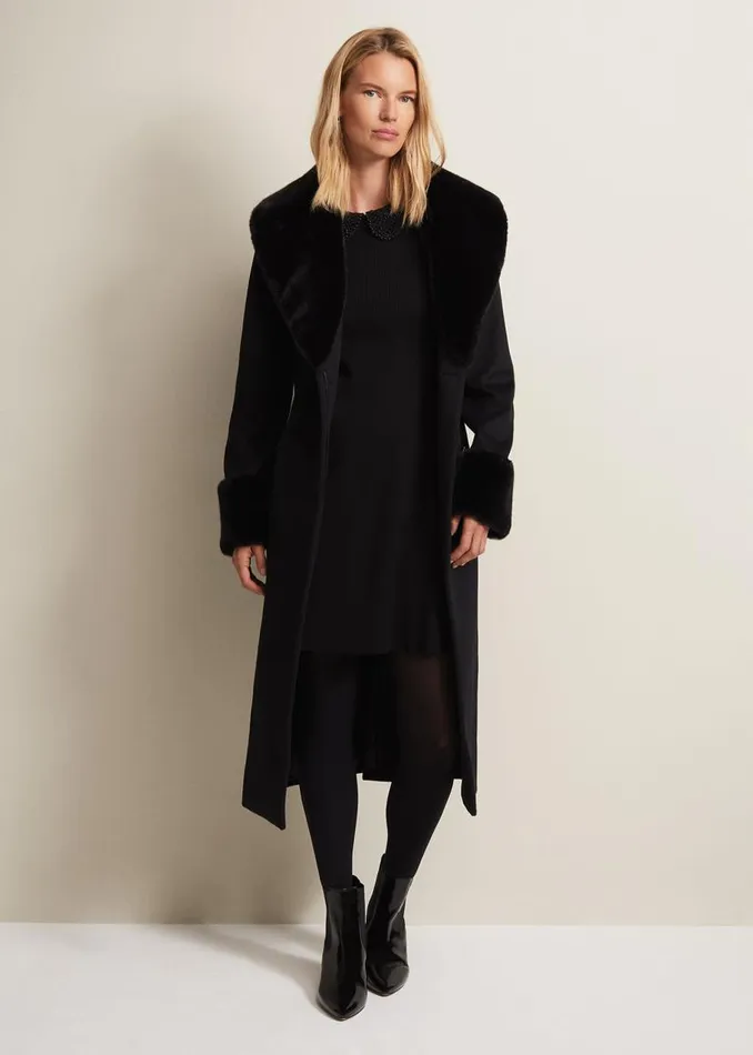 Phase Eight Dresses Evelyn Black Ribbed Mini Dress Black 8211 Women