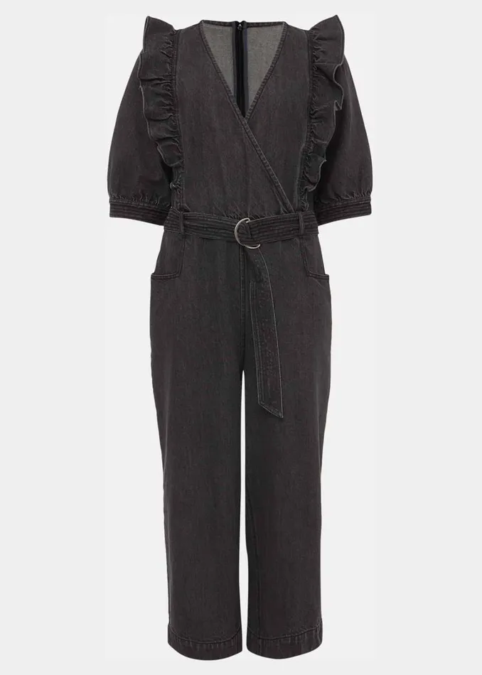 Phase Eight Dresses Flora Denim Frill Jumpsuit Grey 8211 Women