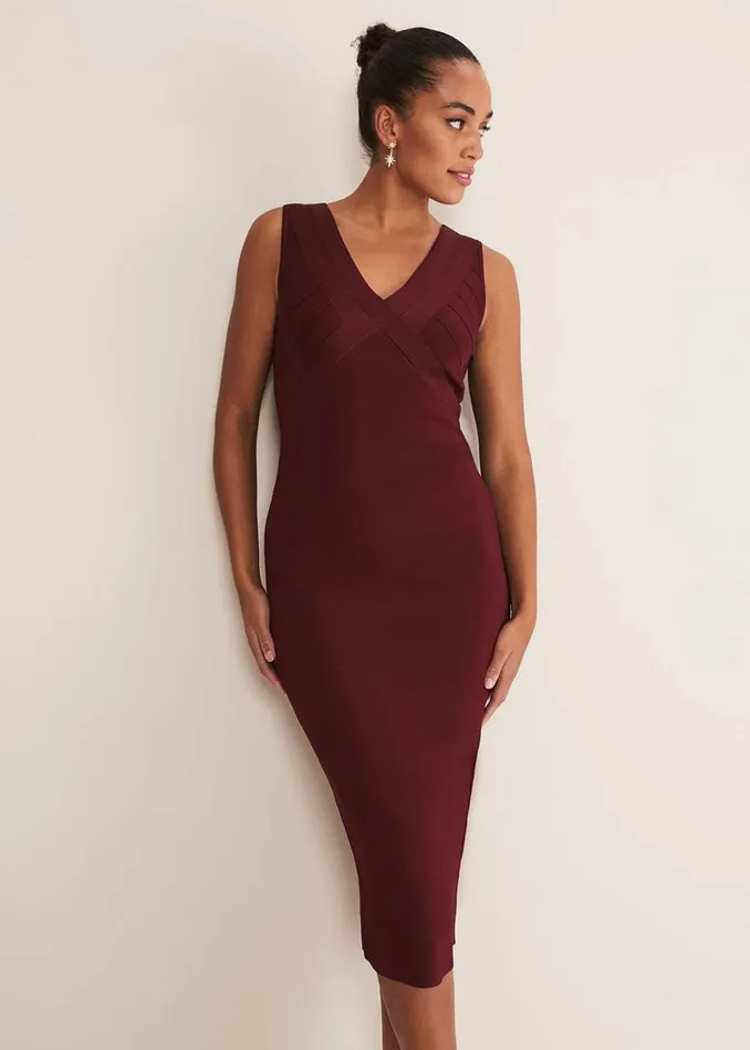Phase Eight Dresses Fressia Cut Out Bandage Dress Burgundy 8211 Women