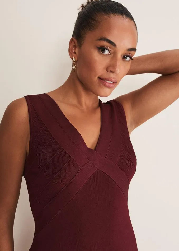 Phase Eight Dresses Fressia Cut Out Bandage Dress Burgundy 8211 Women