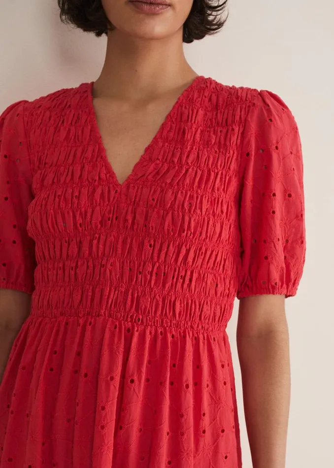 Phase Eight Dresses Gretta Broderie Midi Dress Pink 8211 Women