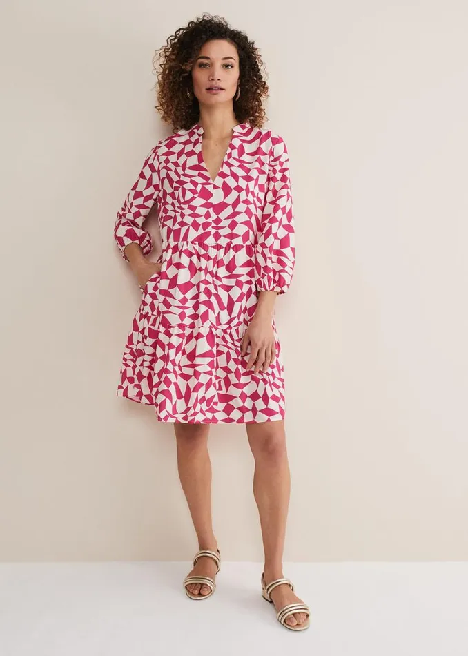Phase Eight Dresses Kesia Pink Geo Swing Mini Dress Pink 8211 Women