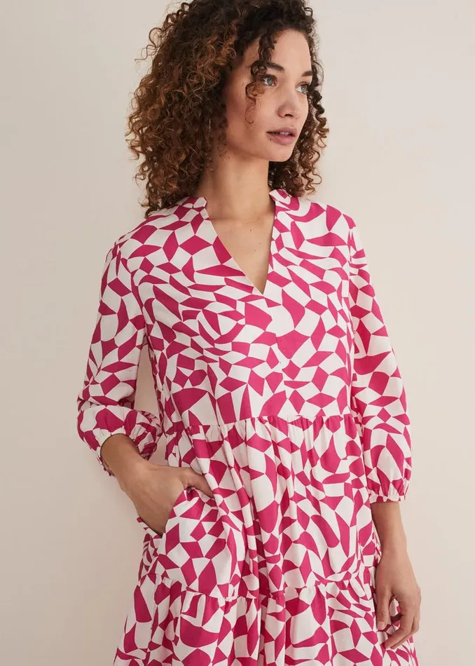 Phase Eight Dresses Kesia Pink Geo Swing Mini Dress Pink 8211 Women