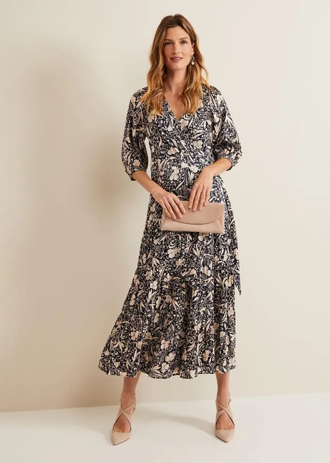 Phase Eight Dresses Kezia Satin Floral Wrap Dress Multicoloured 8211 Women