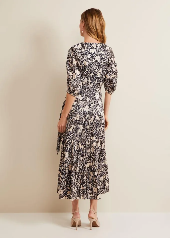 Phase Eight Dresses Kezia Satin Floral Wrap Dress Multicoloured 8211 Women