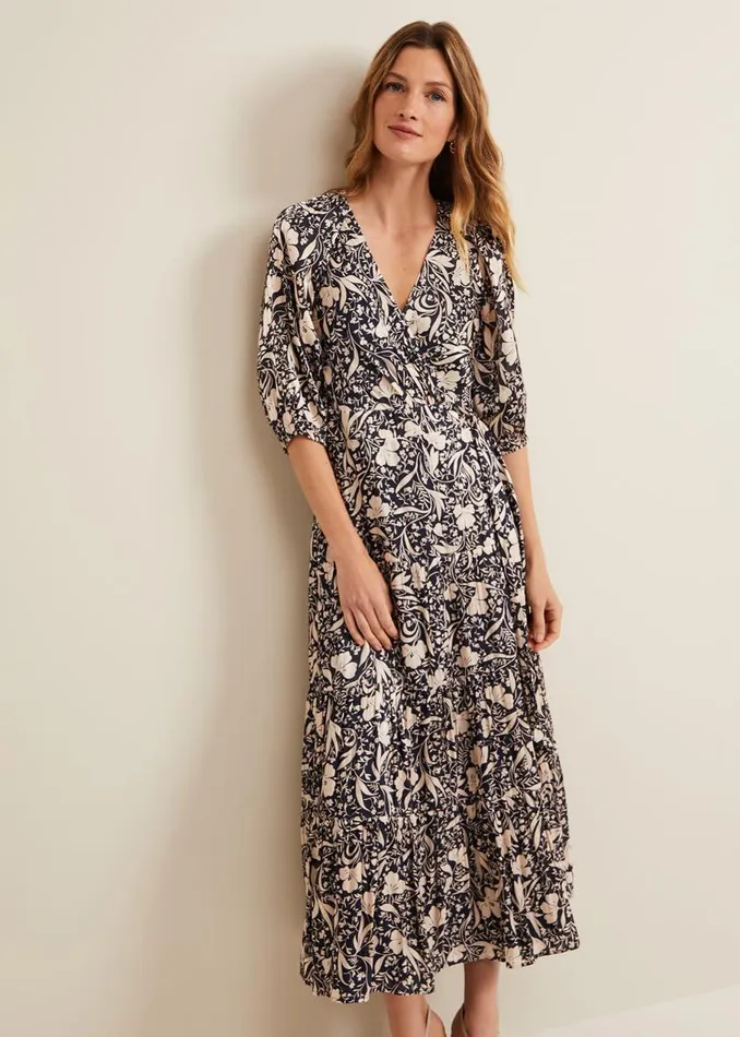 Phase Eight Dresses Kezia Satin Floral Wrap Dress Multicoloured 8211 Women