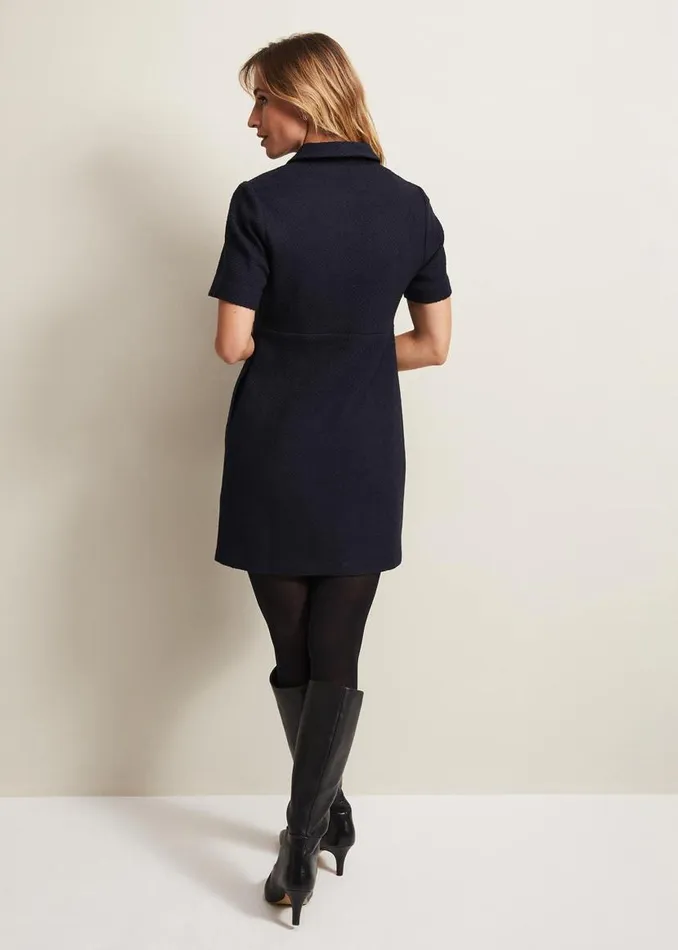 Phase Eight Dresses Lana Tweed Zip Tunic Mini Dress Navy 8211 Women