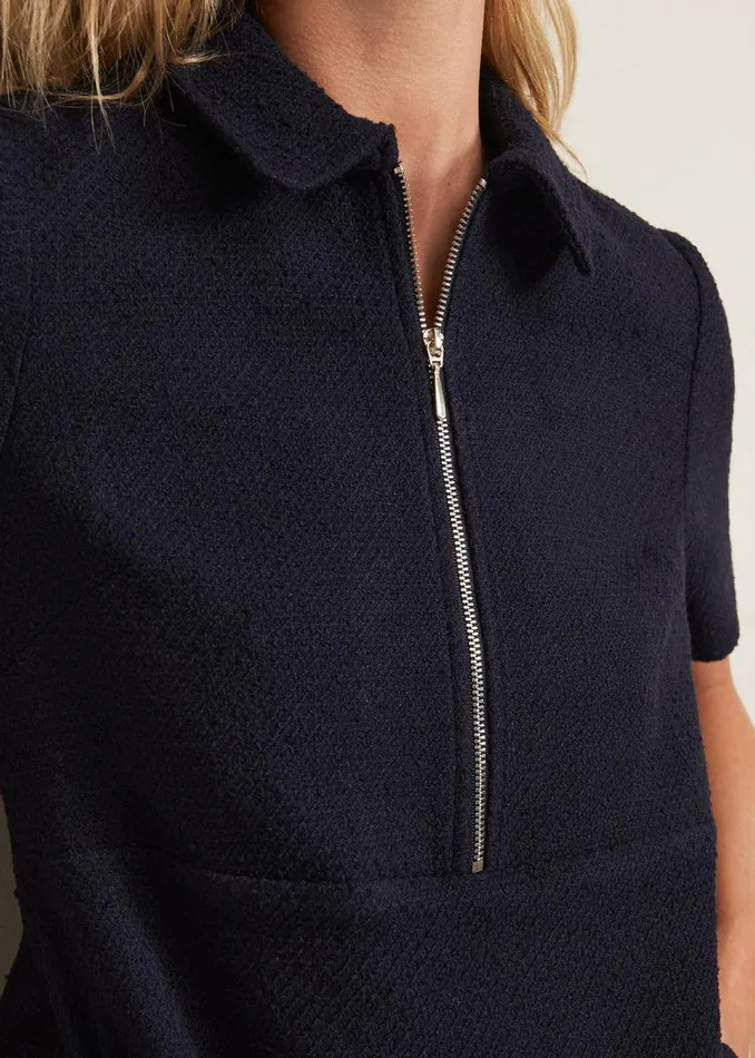 Phase Eight Dresses Lana Tweed Zip Tunic Mini Dress Navy 8211 Women