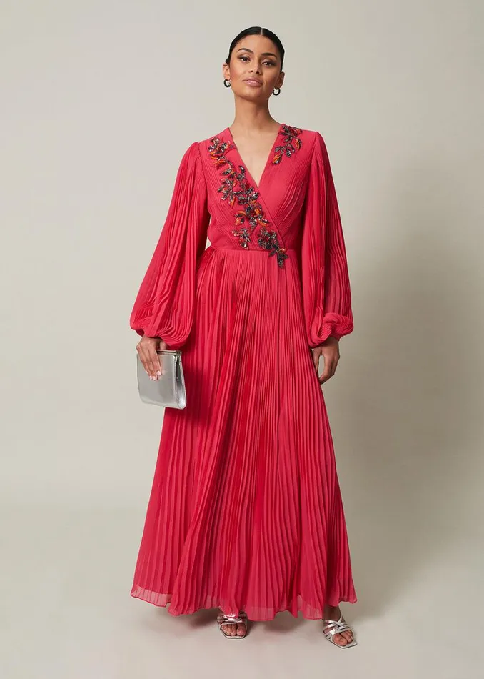Phase Eight Dresses Lillian Pleated Wrap Maxi Dress Pink 8211 Women