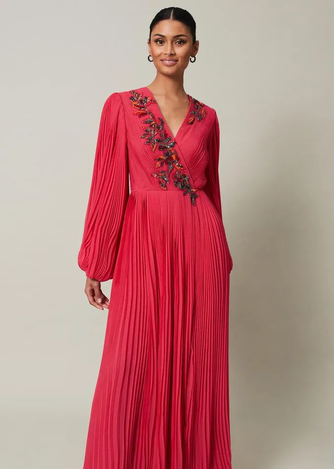 Phase Eight Dresses Lillian Pleated Wrap Maxi Dress Pink 8211 Women