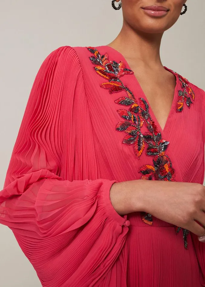 Phase Eight Dresses Lillian Pleated Wrap Maxi Dress Pink 8211 Women