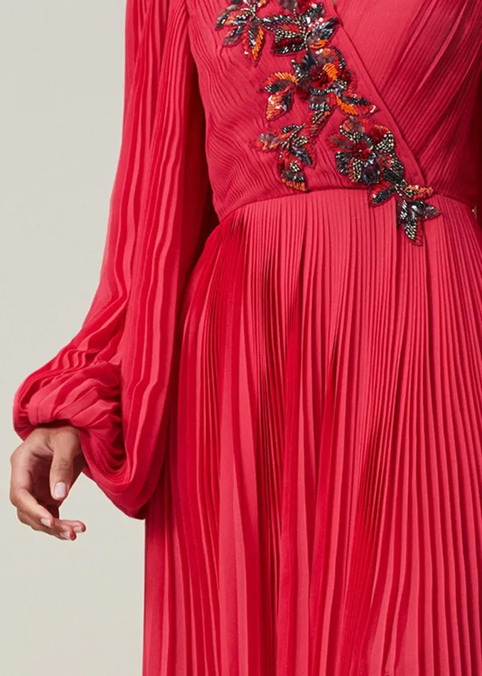 Phase Eight Dresses Lillian Pleated Wrap Maxi Dress Pink 8211 Women