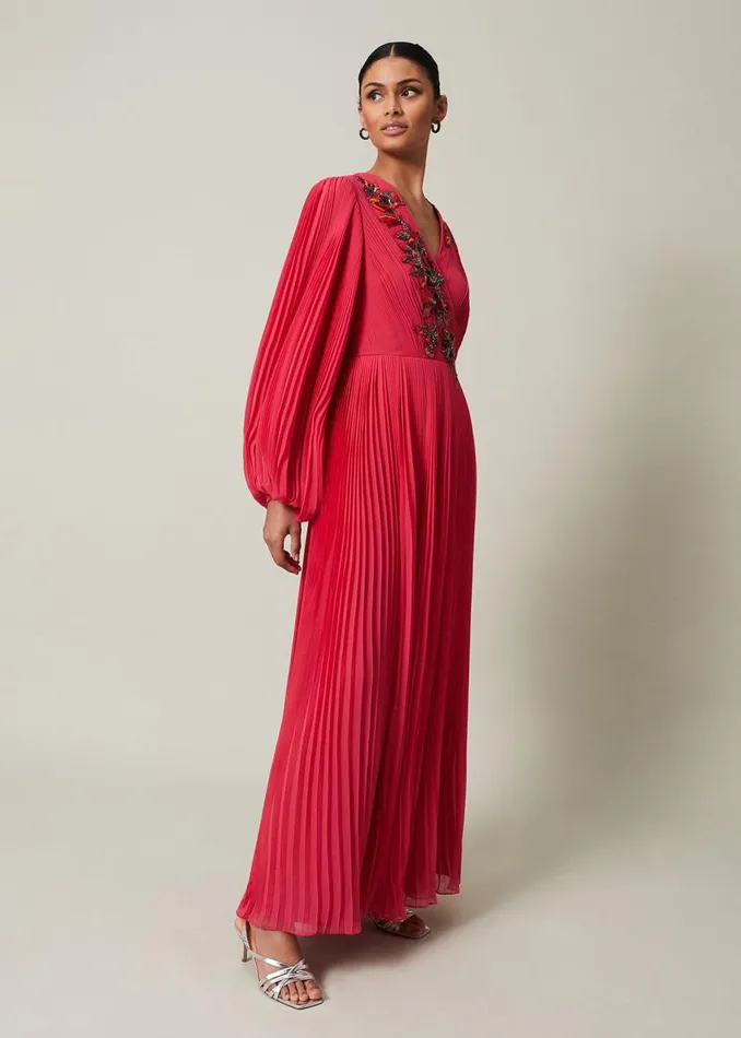Phase Eight Dresses Lillian Pleated Wrap Maxi Dress Pink 8211 Women