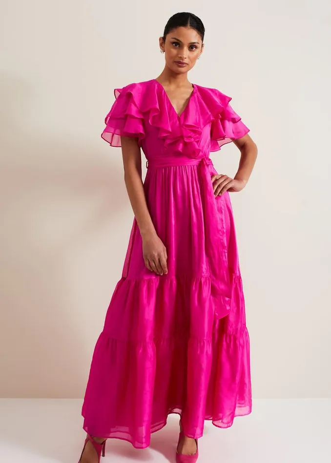 Phase Eight Dresses Mabelle Organza Maxi Dress Fuchsia 8211 Women