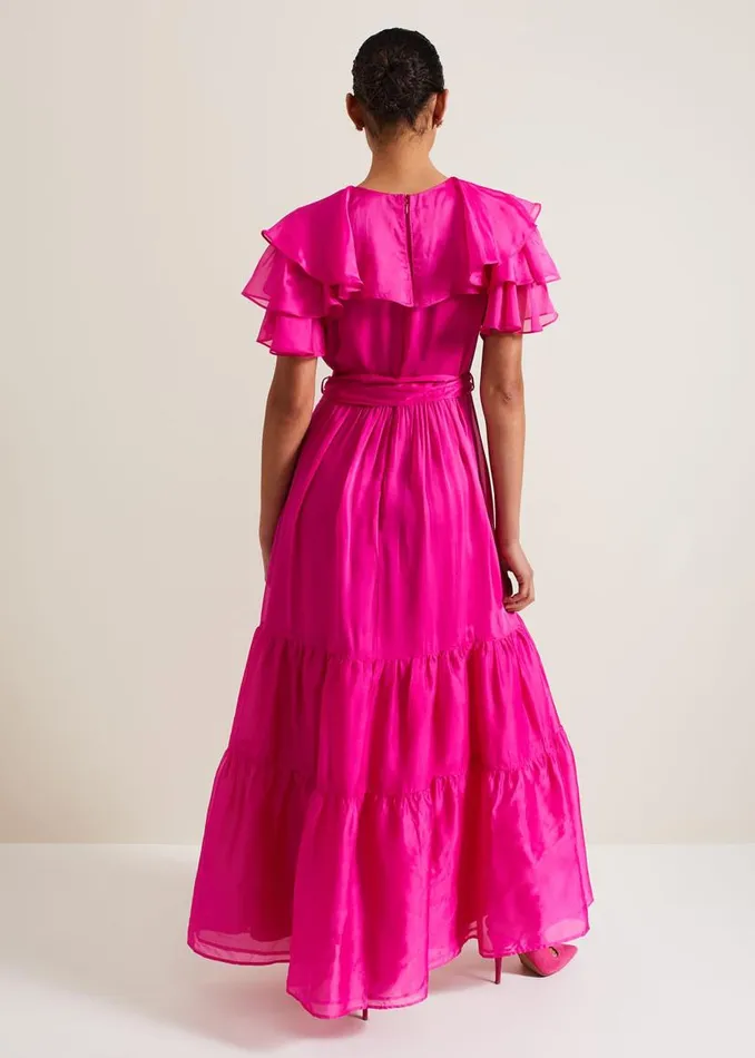 Phase Eight Dresses Mabelle Organza Maxi Dress Fuchsia 8211 Women