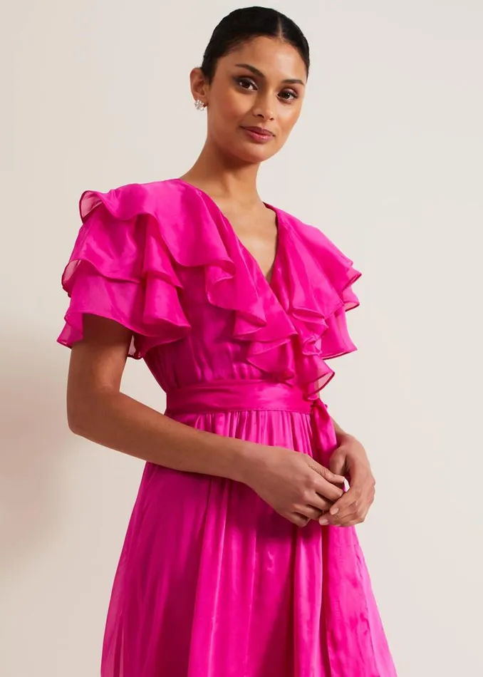 Phase Eight Dresses Mabelle Organza Maxi Dress Fuchsia 8211 Women