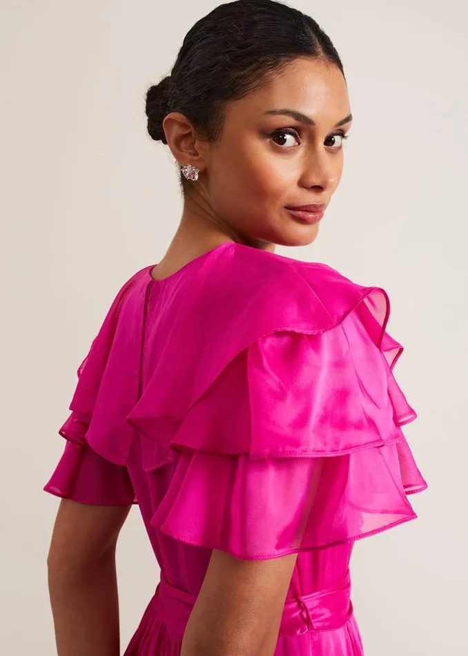 Phase Eight Dresses Mabelle Organza Maxi Dress Fuchsia 8211 Women