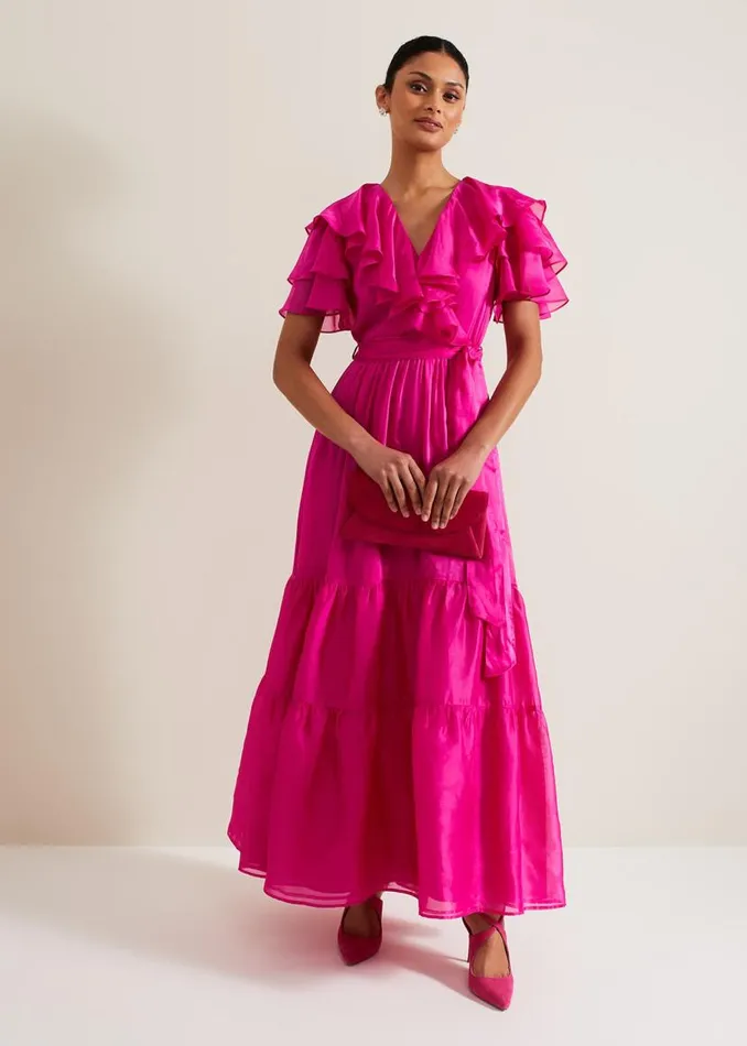 Phase Eight Dresses Mabelle Organza Maxi Dress Fuchsia 8211 Women