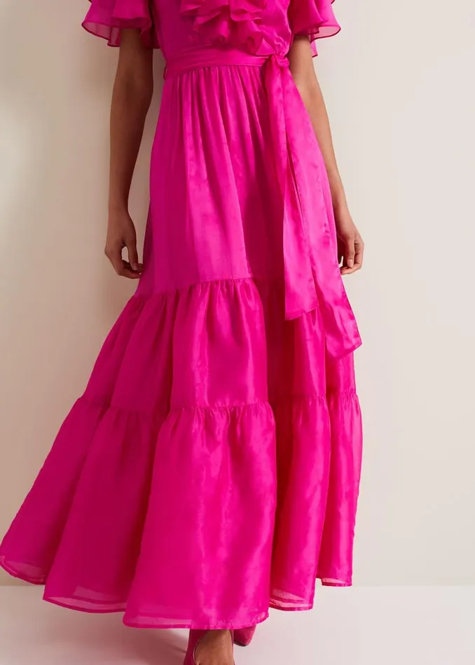 Phase Eight Dresses Mabelle Organza Maxi Dress Fuchsia 8211 Women