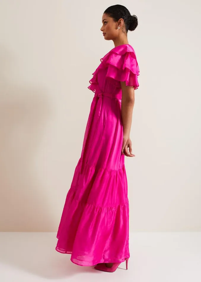 Phase Eight Dresses Mabelle Organza Maxi Dress Fuchsia 8211 Women