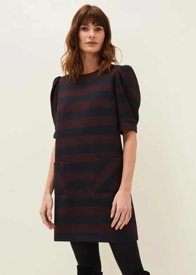 Phase Eight Dresses Maple Stripe Dress Navychestnut 8211 Women