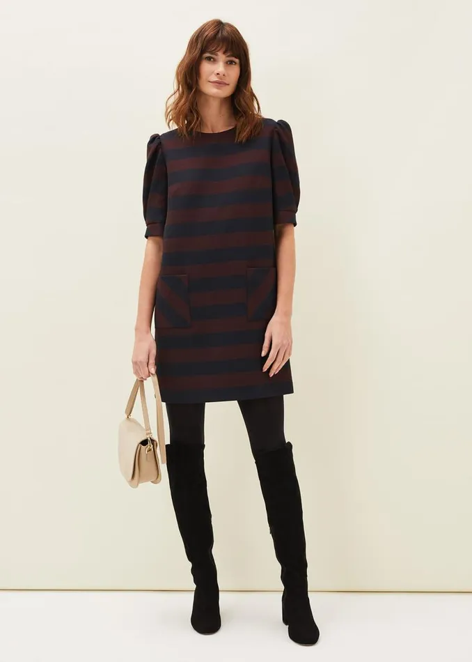Phase Eight Dresses Maple Stripe Dress Navychestnut 8211 Women