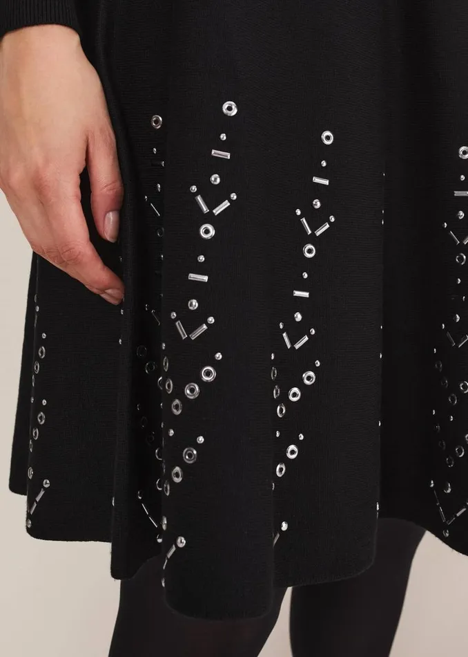 Phase Eight Dresses Marley Metal Work Detail Knit Dress Black 8211 Women
