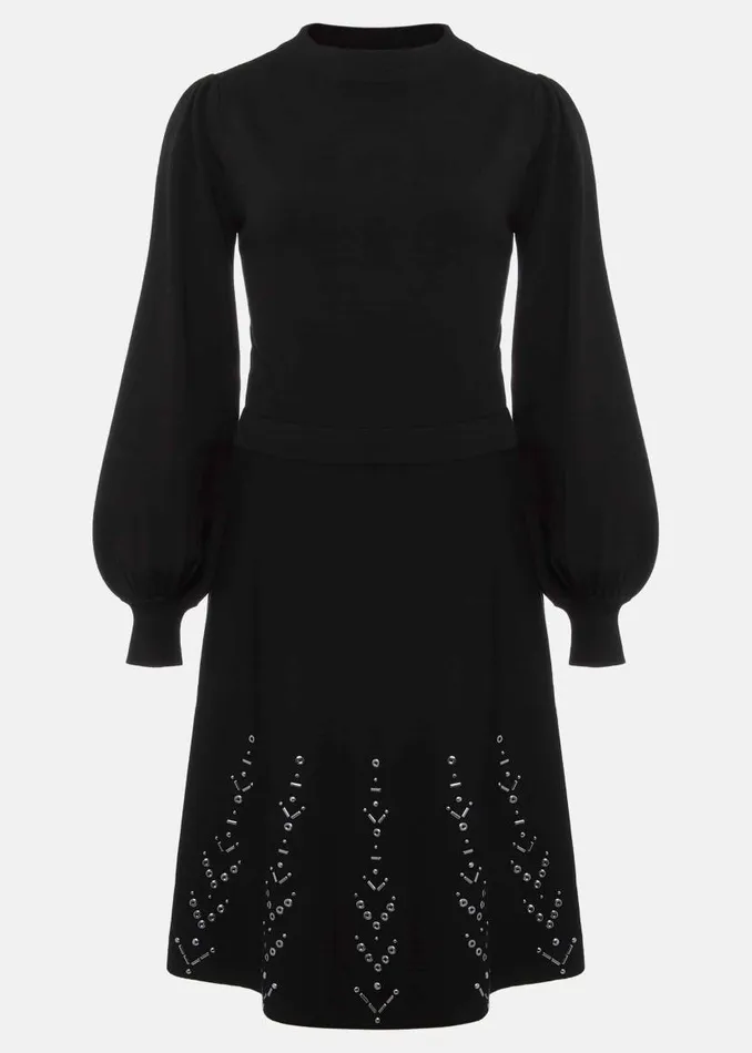Phase Eight Dresses Marley Metal Work Detail Knit Dress Black 8211 Women